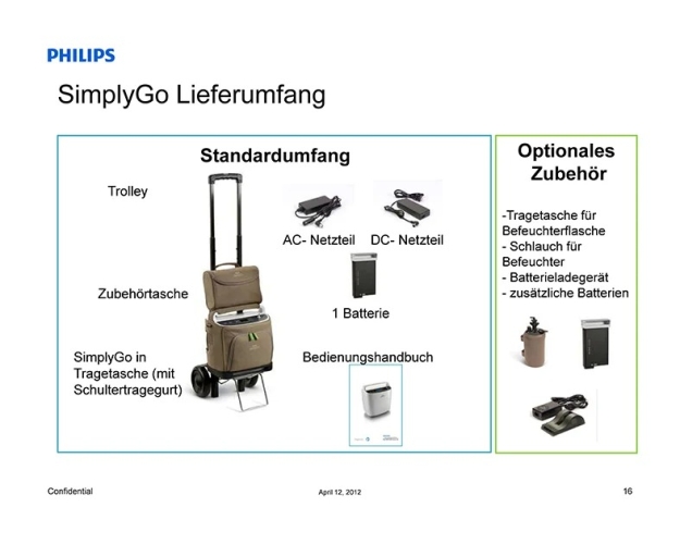 Mobile concentrator from Philips with 2 L continuous flow - stationary and use